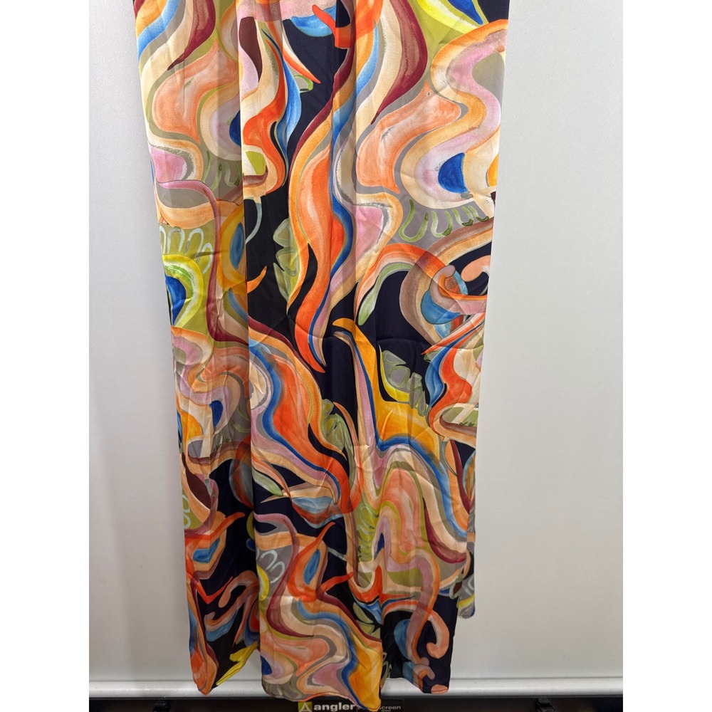 Nicole Miller New York Abstract Swirl Print V-Neck Maxi Dress Multicolor M NWT - Picture 10 of 13